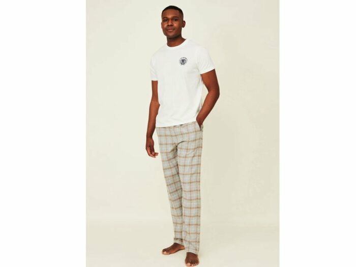 LEXINGTON Herren-Pyjama BROOKLIN ORGANIC COTTON FLANNEL PAJAMA Set, White/Gray, Größe L-30700