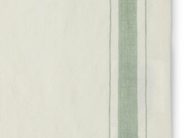 LEXINGTON Stoffserviette ORGANIC COTTON TWILL NAPKIN SIDE STRIPES, white/green, 50 x 50 -32733